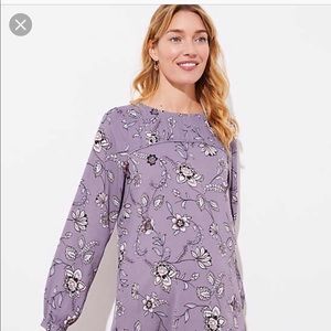 Loft maternity lilac garden pleat yoke blouse